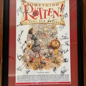 Broadway Poster: SOMETHING ROTTEN! Signed, framed and matted.